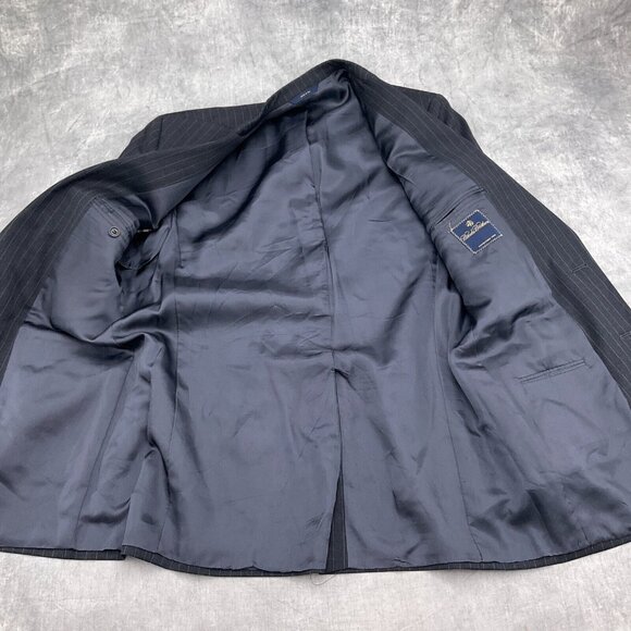 Brooks Brothers Blazer Men 40L Gray White Pinstripe Super 110s Wool VTG - Picture 10 of 14